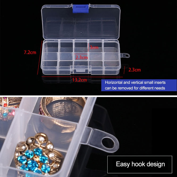 Organizzatore di scatole di plastica con griglia rimovibile da 10 pezzi per gioielli, orecchini, ganci da pesca, piccoli accessori, dimensioni: piccolo, 10 slot, 10 Slots (Pink+Blue), 10 Slots (Orange + blue), 10 Slots (Purple+Blue)                    ...