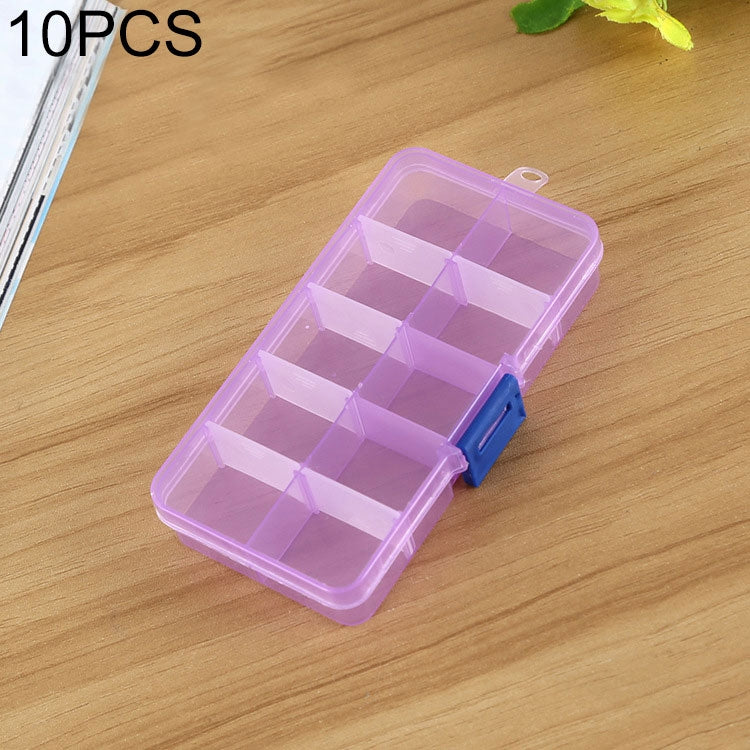 Organizzatore di scatole di plastica con griglia rimovibile da 10 pezzi per gioielli, orecchini, ganci da pesca, piccoli accessori, dimensioni: piccolo, 10 slot, 10 Slots (Pink+Blue), 10 Slots (Orange + blue), 10 Slots (Purple+Blue)                    ...