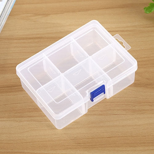 Contenitore portagioie in plastica per organizer, con divisori regolabili, dimensioni: grande, 6 scomparti, 6 Slots