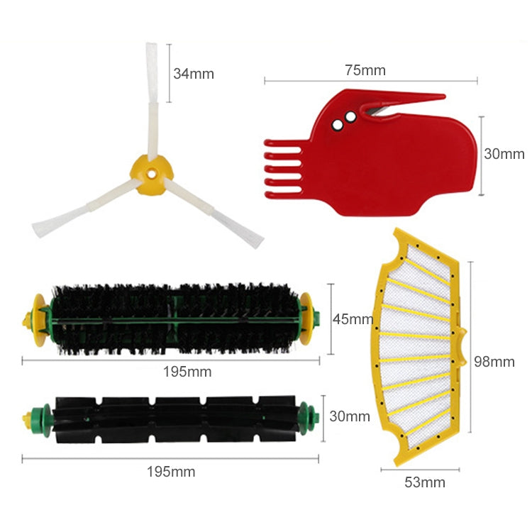 Robot Sweeping Accessories Side Brush Roller Brush with Filter for iRobot 500 Series