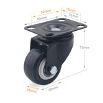 2 pezzi da 2 pollici per mobili, tavolino da caffè, ruota universale silenziosa, 2 inch Universal Wheel