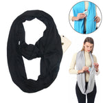 Sciarpe da donna con tasca con cerniera e passante per sciarpa invernale solida Infinity