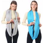 Sciarpe da donna con tasca con cerniera e passante per sciarpa invernale solida Infinity