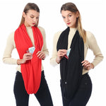 Sciarpe da donna con tasca con cerniera e passante per sciarpa invernale solida Infinity