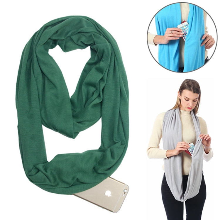 Sciarpe da donna con tasca con cerniera e passante per sciarpa invernale solida Infinity