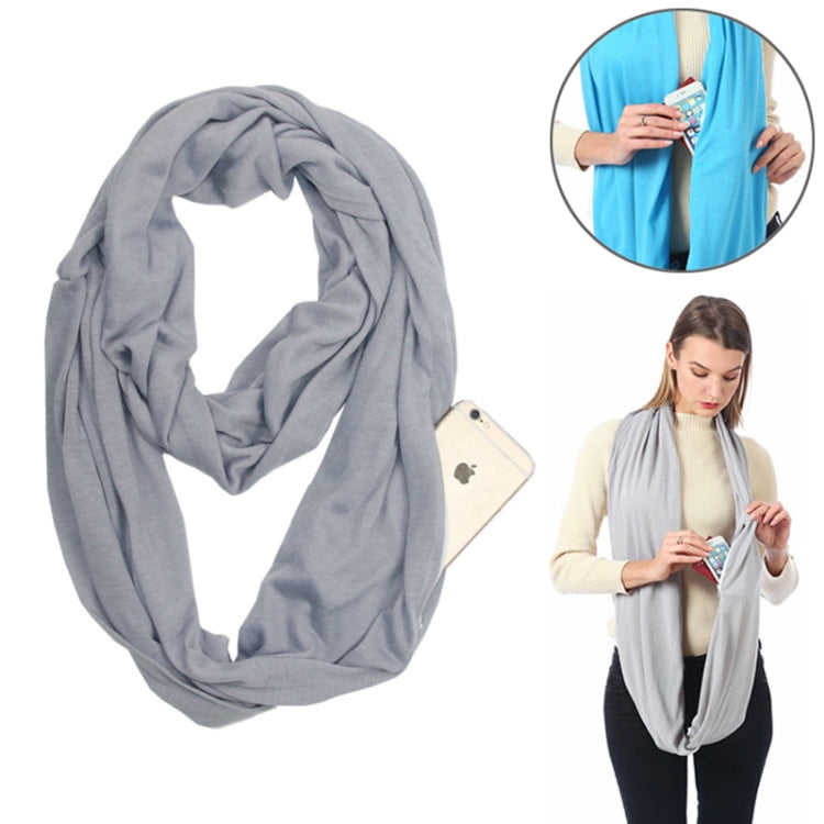 Sciarpe da donna con tasca con cerniera e passante per sciarpa invernale solida Infinity
