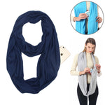 Sciarpe da donna con tasca con cerniera e passante per sciarpa invernale solida Infinity