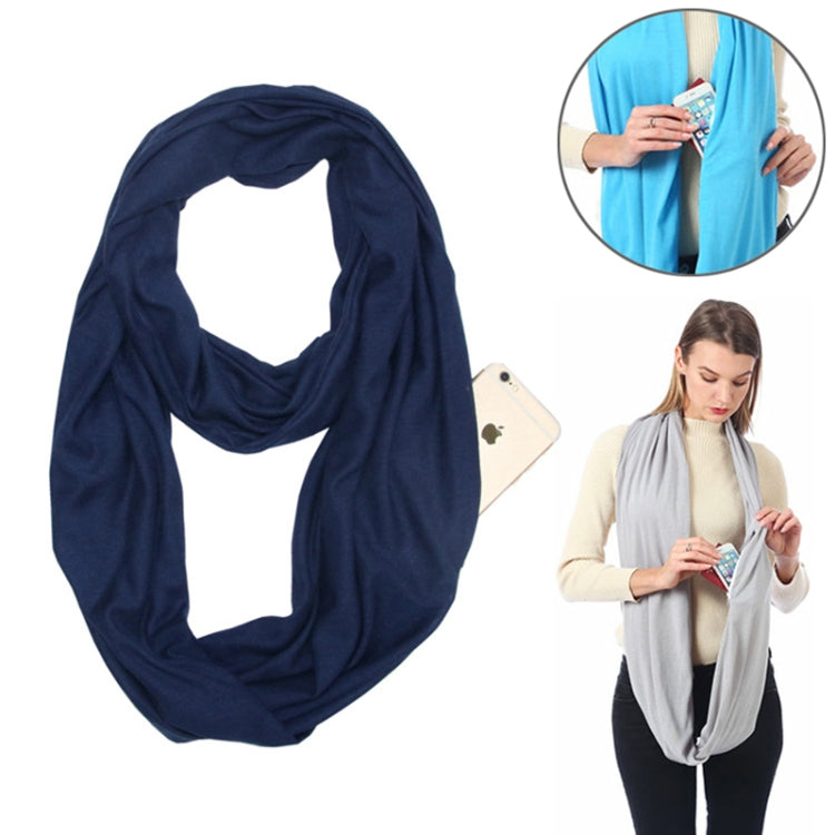 Sciarpe da donna con tasca con cerniera e passante per sciarpa invernale solida Infinity
