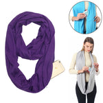 Sciarpe da donna con tasca con cerniera e passante per sciarpa invernale solida Infinity