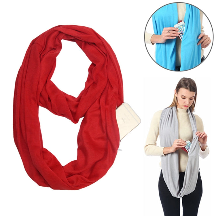 Sciarpe da donna con tasca con cerniera e passante per sciarpa invernale solida Infinity