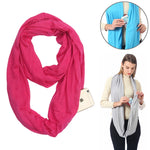 Sciarpe da donna con tasca con cerniera e passante per sciarpa invernale solida Infinity