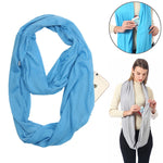 Sciarpe da donna con tasca con cerniera e passante per sciarpa invernale solida Infinity
