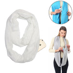 Sciarpe da donna con tasca con cerniera e passante per sciarpa invernale solida Infinity