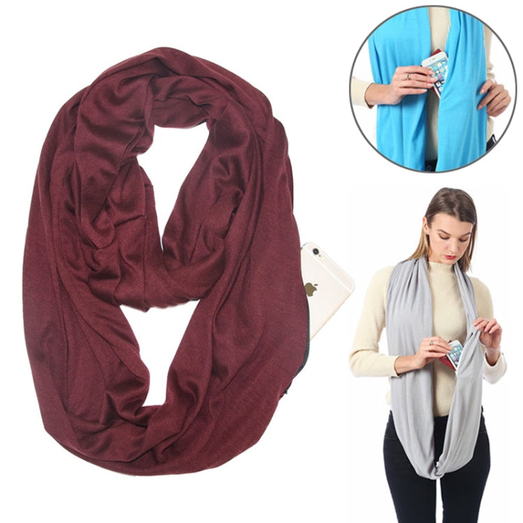 Sciarpe da donna con tasca con cerniera e passante per sciarpa invernale solida Infinity