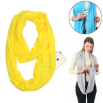 Sciarpe da donna con tasca con cerniera e passante per sciarpa invernale solida Infinity