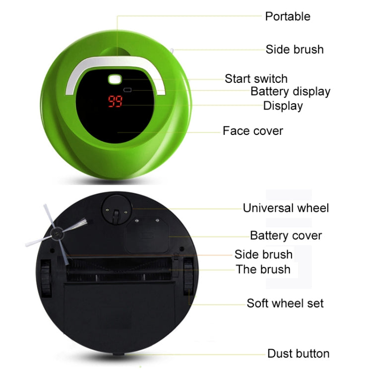 FD-RSW(C) Intelligent Home Sweeper Robot Cleaner, FD-RSW(C) Green, FD-RSW(C) Red