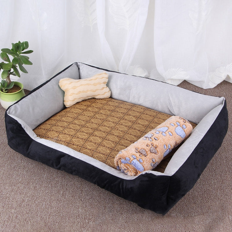 Coperta morbida per cani e gatti con tappetino in rattan 60x45x15
