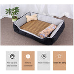 Coperta morbida per cani e gatti con tappetino in rattan 60x45x15