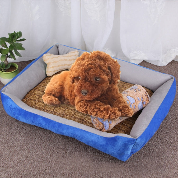 Coperta morbida per cani e gatti con tappetino in rattan 60x45x15
