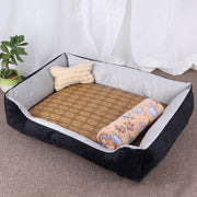 Coperta grande e morbida con motivo a ossa di cane, per gatti, cani e gatti, con tappetino in rattan e coperta. Dimensioni: XL, 90×70×15 cm, Size: XL
