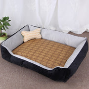 Coperta per cani e gatti con motivo a ossa di cane, morbida e calda, con tappetino in rattan. Dimensioni: L, 80×60×15 cm, Size: L