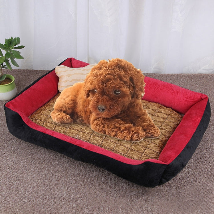 Coperta per cani e gatti con motivo a ossa di cane, morbida e calda, con tappetino in rattan. Dimensioni: L, 80×60×15 cm, Size: L