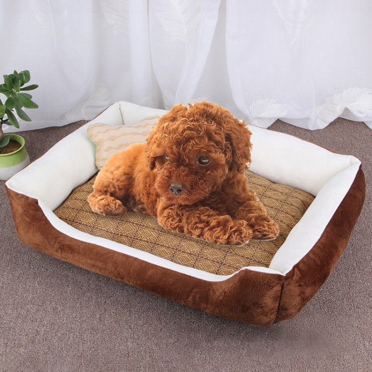 Coperta per cani e gatti con motivo a ossa di cane, morbida e calda, con tappetino in rattan. Dimensioni: L, 80×60×15 cm, Size: L