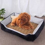 Coperta per cani e gatti con motivo a ossa di cane, morbida e calda, con tappetino in rattan. Dimensioni: M, 70×50×15 cm, Size: M