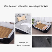 Coperta per cani e gatti con motivo a ossa di cane, morbida e calda, con tappetino in rattan, dimensioni: XS, 50×40×15 cm, Size: XS