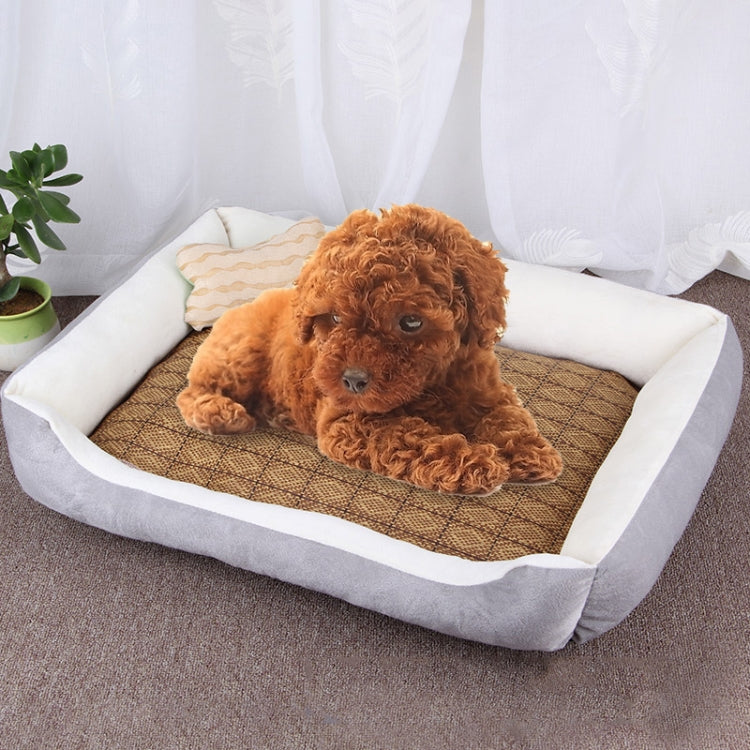 Coperta per cani e gatti con motivo a ossa di cane, morbida e calda, con tappetino in rattan, dimensioni: XS, 50×40×15 cm, Size: XS