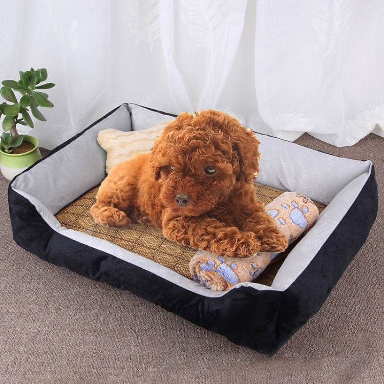Coperta grande e morbida con motivo a ossa di cane, per gatti, cani e gatti, con tappetino in rattan e coperta. Dimensioni: L, 80×60×15 cm, Size: L