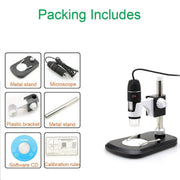 DMS-MDS800 Microscopio digitale USB con sensore di immagine 40X-1600X con lente d'ingrandimento 40X-1600X con 8 LED e supporto professionale, 40X-1600X