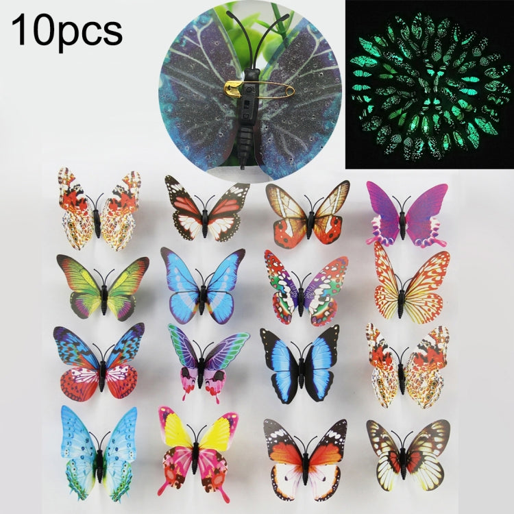 100 pezzi di moda farfalla luminosa con spilla simulazione magneti per il frigorifero adesivo da parete decorazione del giardino, consegna colore casuale, 100 PCS Luminous Butterfly