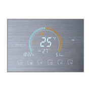 BHT-8000-GC-SS Brushed Stainless Steel Mirror Water/Gas Boiler Heating Control Energy Saving &amp; Environmentally Friendly Smart Home Negative Display LCD Screen Round Room Thermostat Without WiFi, without WiFi