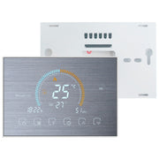 BHT-8000-GC-SS Brushed Stainless Steel Mirror Water/Gas Boiler Heating Control Energy Saving &amp; Environmentally Friendly Smart Home Negative Display LCD Screen Round Room Thermostat Without WiFi, without WiFi