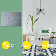 BHT-8000-GC-SS Brushed Stainless Steel Mirror Water/Gas Boiler Heating Control Energy Saving &amp; Environmentally Friendly Smart Home Negative Display LCD Screen Round Room Thermostat Without WiFi, without WiFi