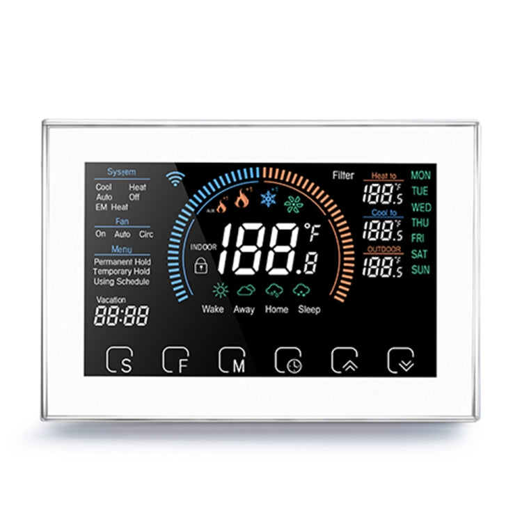 BHP-8000-WIFI-W Smart Home 3H2C Heat Pump Round Mirror Housing Thermostat with WiFi, AC 24V, with WiFi, With WiFi