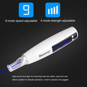 Penna portatile per la cura della bellezza al plasma, macchina portatile al picosecondo (rimozione del punto del tatuaggio delle sopracciglia), spina europea, USB / Blue Light, USB /  Red Light
