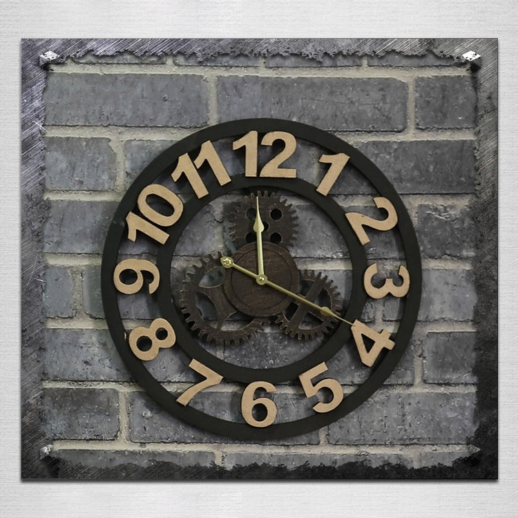 Originalità orologio da parete con ingranaggi in legno vintage in stile industriale americano
