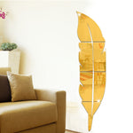 Adesivi murali specchio acrilico stile piuma fai da te Adesivo murale decorazione murale per la casa, dimensioni: 18 * 73 cm, 18*73cm(Silver), 18*73cm(Red), 18*73cm(Blue), 18*73cm(Gold), Size: 18*73cm(Black)