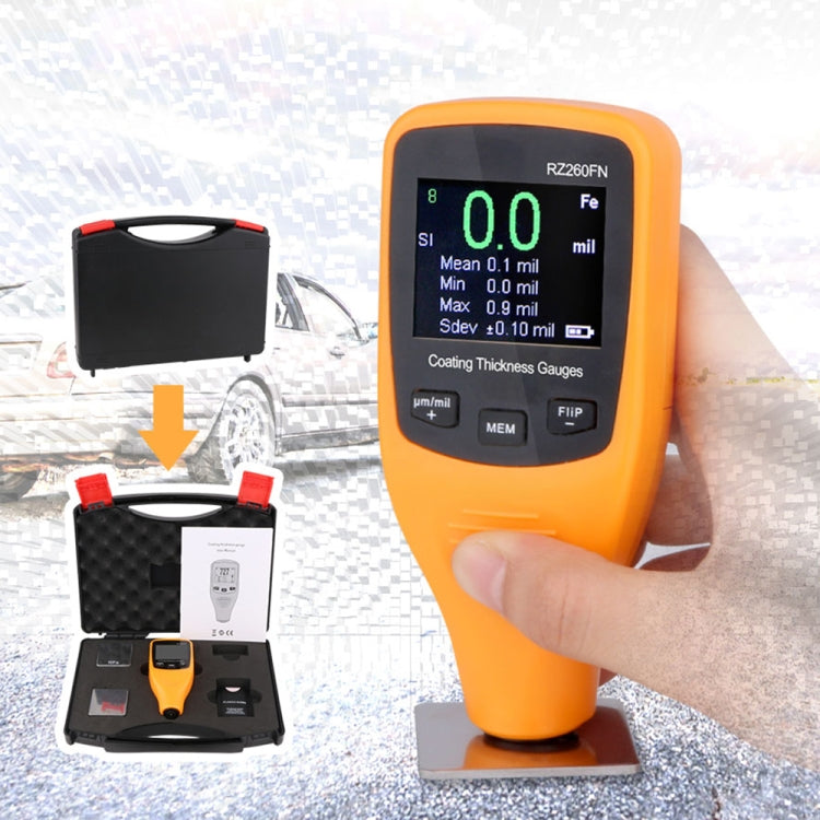 RZ260FN Ultrasonic Coating Paint Thickness Gauge Tools 2 in 1 LCD Display Ferrous and Non-Ferrous