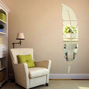 Adesivi murali specchio acrilico stile piuma fai-da-te Adesivo murale decorazione murale per la casa, dimensioni: 30 * 120 cm, 30*120cm (Silver), 30*120cm (Gold)