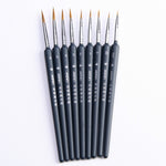 9 pezzi/set Materiali artistici Pennello per capelli da donnola Pennello per linea con gancio per acquerello Raffigura la penna per pittura a olio con penna per bordi, Oil Painting Pen