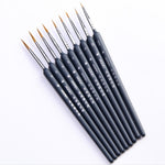 9 pezzi/set Materiali artistici Pennello per capelli da donnola Pennello per linea con gancio per acquerello Raffigura la penna per pittura a olio con penna per bordi, Oil Painting Pen