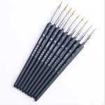 9 pezzi/set Materiali artistici Pennello per capelli da donnola Pennello per linea con gancio per acquerello Raffigura la penna per pittura a olio con penna per bordi, Oil Painting Pen