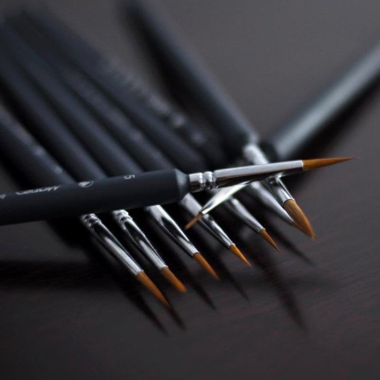 9 pezzi/set Materiali artistici Pennello per capelli da donnola Pennello per linea con gancio per acquerello Raffigura la penna per pittura a olio con penna per bordi, Oil Painting Pen