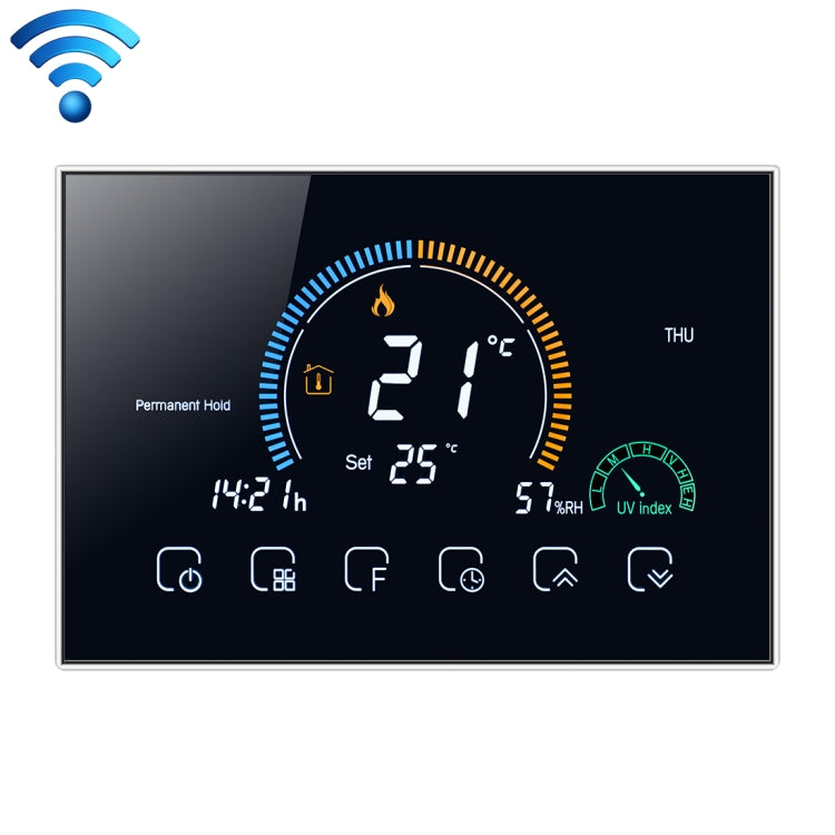 BHT-8000-GALW Controllo del riscaldamento dell'acqua Risparmio energetico ed ecologico Smart Home Display negativo Schermo LCD Termostato ambiente rotondo con WiFi, with WiFi