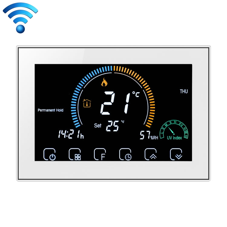 BHT-8000-GALW Water Heating Control Energy Saving and Eco-friendly Smart Home Negative Display LCD Screen Round Room Thermostat with WiFi, with WiFi