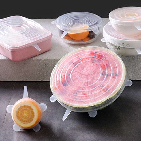 6 pezzi/set coperchi sigillanti in silicone per uso alimentare, Silicone Sealing Lids