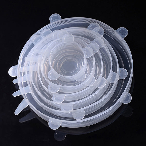6 pezzi/set coperchi sigillanti in silicone per uso alimentare, Silicone Sealing Lids